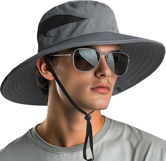 NPQQUAN Sun Hats for Men Women with Neck Flap UPF 50+ UV Protection Wide Brim Bucket Hat Safari Hiking Fishing Hats