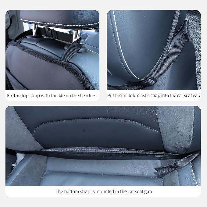 Car Backseat Organizer for Kids, Car Back Seat Storage Bag With 3 Pockets, 2 Drinks Holders, Water Resistant, Kids Toy Storage Kick Mat Back Seat Protector for Toddlers (Black 1-Pack)