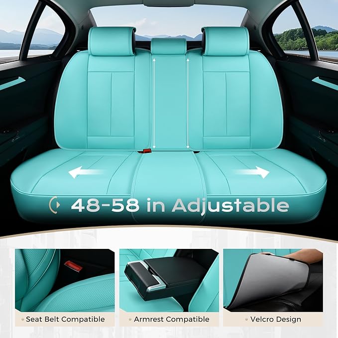 Coverado Car Seat Covers Full Set, Car Seat Protector Waterproof, Nappa Leather Car Seat Cushion, Seat Covers for Cars, Front Seats and Back Universal Fit for Most Cars
