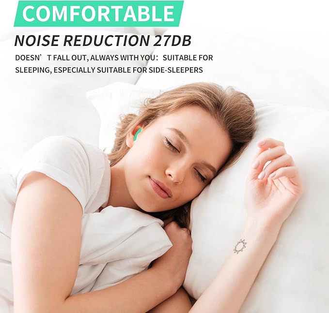 LYSIAN Soft Moldable Silicone Earplugs, 5 Pairs, 27dB SNR Noise Cancelling Ear Plugs for Swimming, Sleeping, Reading (Green)