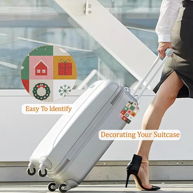 Snowman Snowflake Luggage Tags for Suitcase 3 Pack, Privacy Cover ID Label with Stainless Steel Loop and Address Card for Travel Bag Suitcase