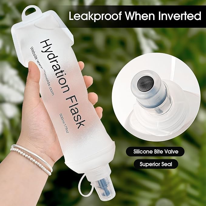 GYGYL Soft Flask, TPU Collapsible Soft Water Bottle for Hydration Pack, Running Vest, Leak-Proof Folding Water Bottle for Hiking Cycling Climbing Jogging-150ml White