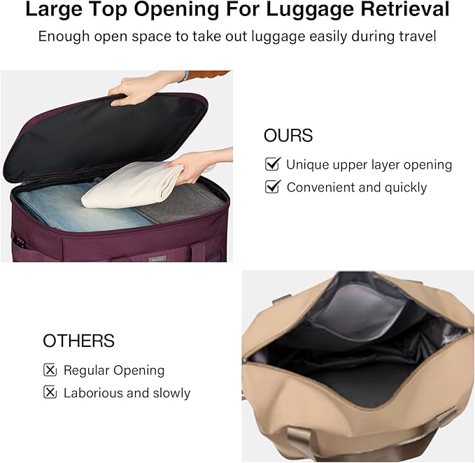 MILADA Expandable Luggage Bags for Travel Foldable Suitcase with Wheels Collapsible Rolling Travel Duffle Bag Lightweight Large Suitcases without Telescoping Handle, Purple