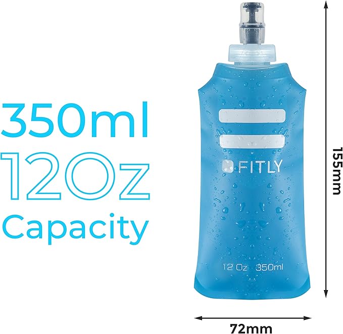 FITLY Soft Flask - Shrink As You Drink Soft Water Bottle for Hydration Pack - Folding Water Bottle Ideal for Running, Hiking, Cycling, Climbing & Rigorous Activity
