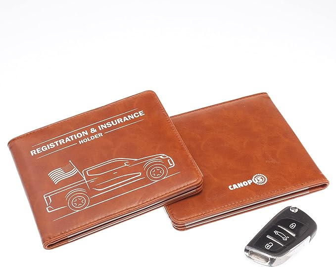 CANOPUS Car Registration and Insurance Holder with Magnetic Closure, Car Document Holder, Vehicle Glove Box Organizer, Wallet for Auto, Motorcycle, Truck and More, 1 Pack with EZ Pass Strip, Truck