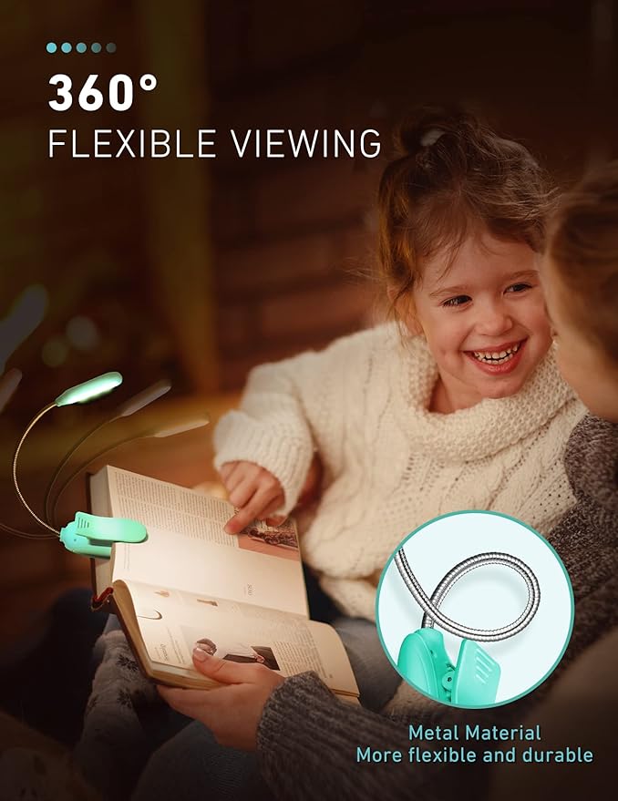 Monotremp Book Lights for Reading at Night in Bed, 80 Hours Runtime Rechargeable Reading Lights for Books in Bed, 3 Brightness Levels × 3 Color Temperatures, 1.3 oz Lightweight