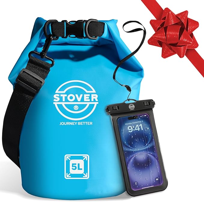 STOVER 5/10/25/30/40/55L Waterproof Dry Bag- Roll-Top Backpack w/Phone Case- Kayaking, Hiking, Camping, Boating- Men/Women
