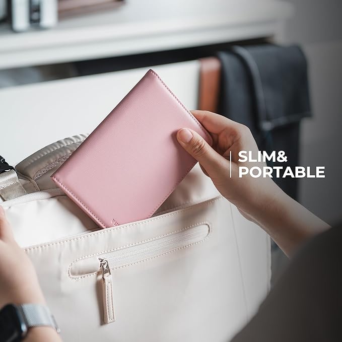 VULKIT Passport Holder with Airtag Slot, Premium Nappa Leather, RFID Blocking Airtag Passport Wallet