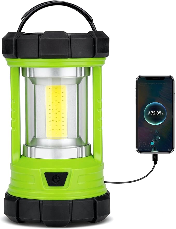 Camping Lantern 3000LM, LED Lanterns for Power Outages with 4400mAh Phone Charger, Impact-Resistant Rechargeable Lantern, 5 Light Modes Waterproof Lantern for Hurricane Emergency(Pale Green)