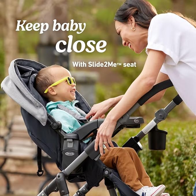 Graco Modes Closer Travel System with SnugRide 35 Lite LX Car Seat & Slide2Me Adjustable Height, Reversible, Lightweight, One-Step Fold, Nash