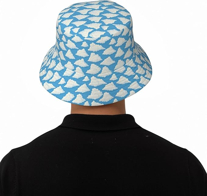 Colorful Fire Balloon, White Cloud Fisherman Hat Summer Foldable UV Protection Sun Hat