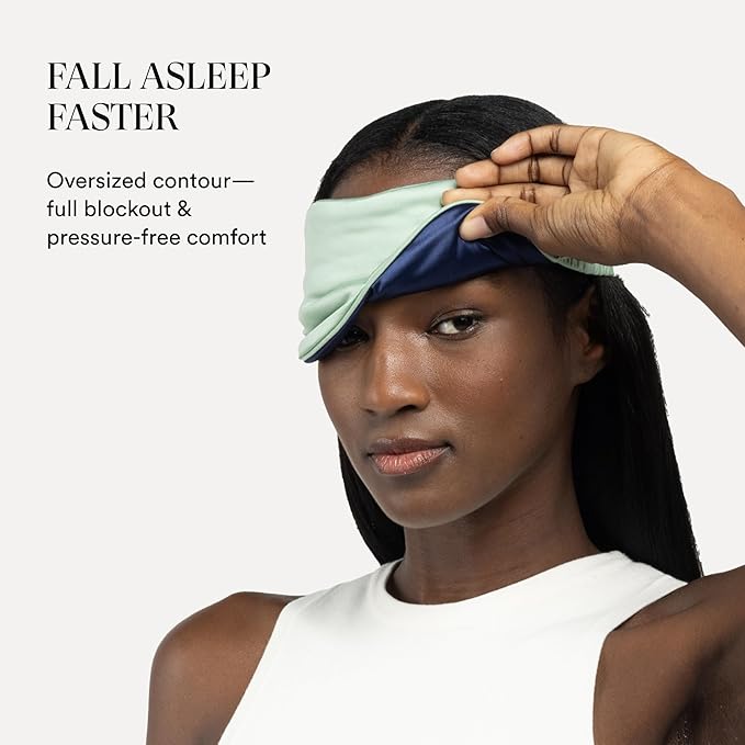 Clementine Sleepwear Essentials Organic Match Point Green Sleep Mask | Oversized Contoured Eye Mask with Bamboo and Silver Ion Silk for Sensitive Skin and Restful Sleep