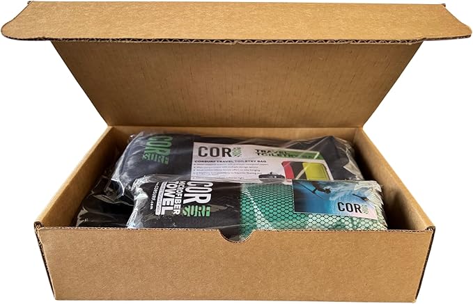 Travel Gift Box Set: Includes COR Surf Premium Toiletry Travel Bag, Compression Packing Cube Set and our Premium Compact and Quick Dry Travel Beach Towel (Kona)