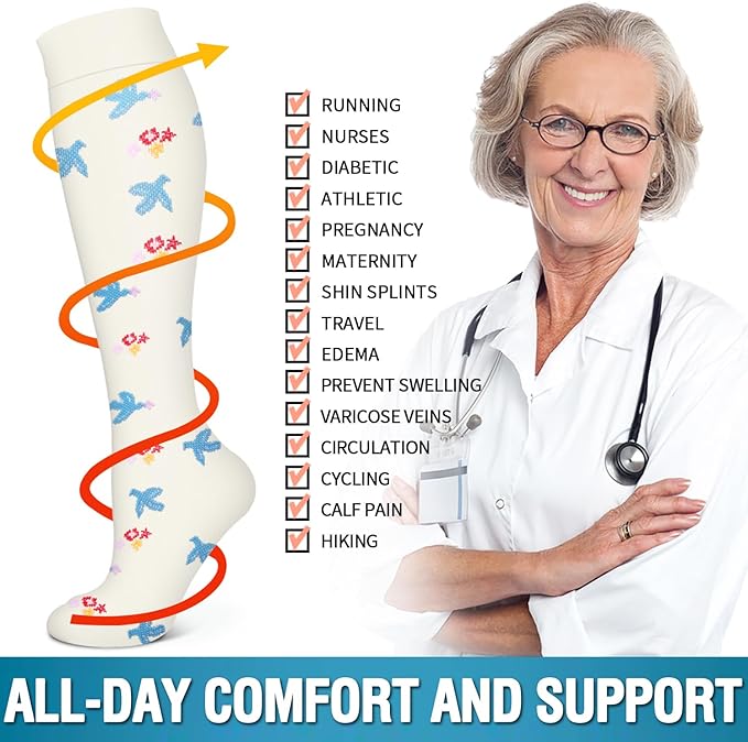 Bluemaple 6 Pack Copper Compression Socks for Women and Men Circulation-Best Support for Medical, Running,Nursing,Athletic