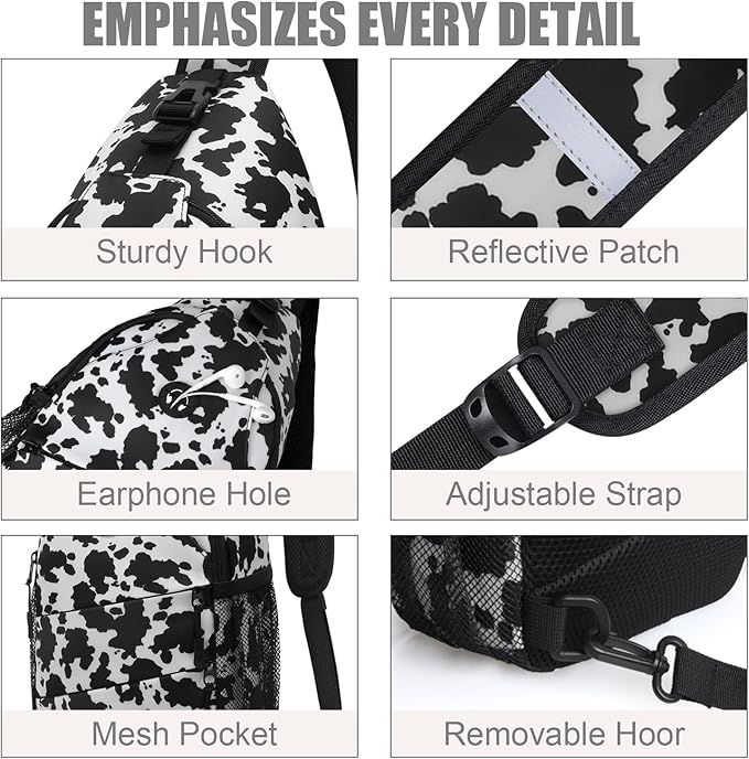 Pritent Crossbody Bags for Women Men Trendy Sling Bag Backpack Casual Chest Bag with Convertible Shoulder Strap