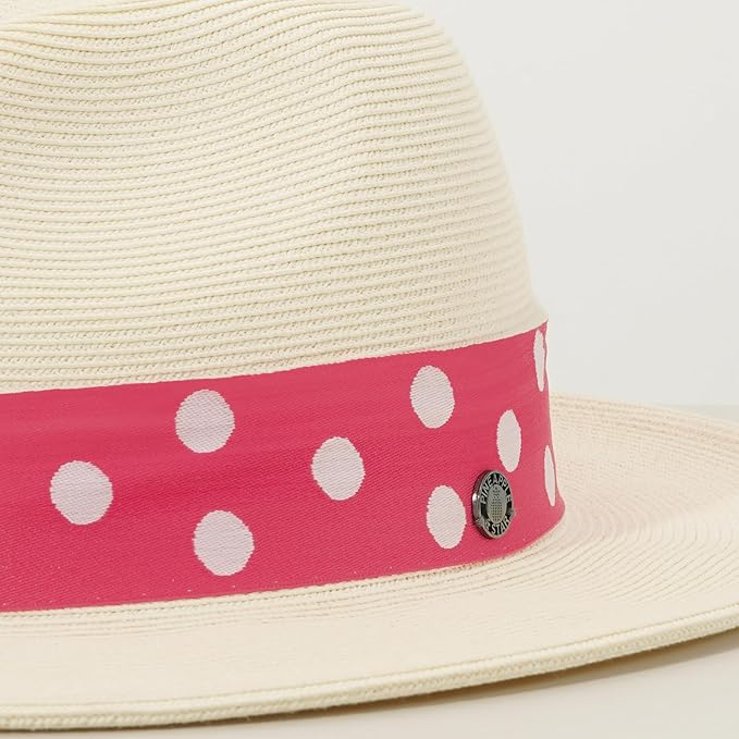 Pineapple&Star Sun Straw Fedora Beach Hat Fine Braid UPF50+ for Women