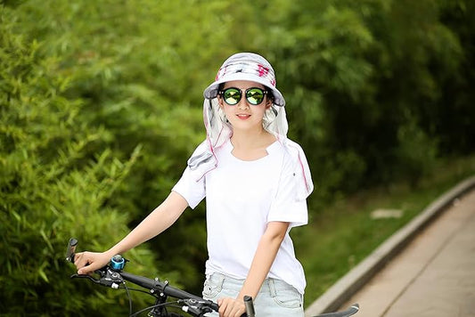 icolor Women Sun Hats UPF 50 Sun Protection Hat Summer Outdoor Neck Shield Flap Visor Hat Ponytail Hats Wide Brim Beach Hat