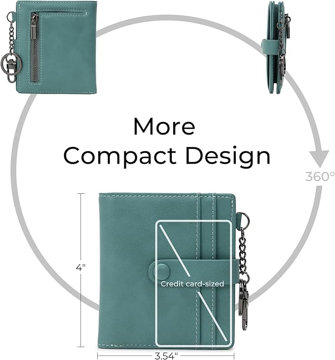 Alldaily Slim Keychain Wallet for Women, RFID Blocking Small Bifold Travel Credit Card Holder (Purist Blue)