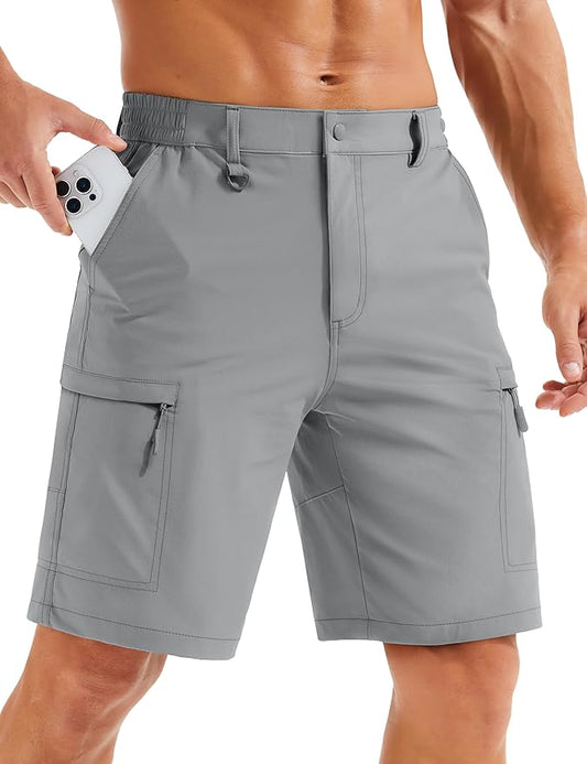 MAGCOMSEN Men's Hiking Cargo Shorts Quick Dry Lightweight 9" Golf Shorts Summer Casual Work Outdoor with 5 Zipper Pockets