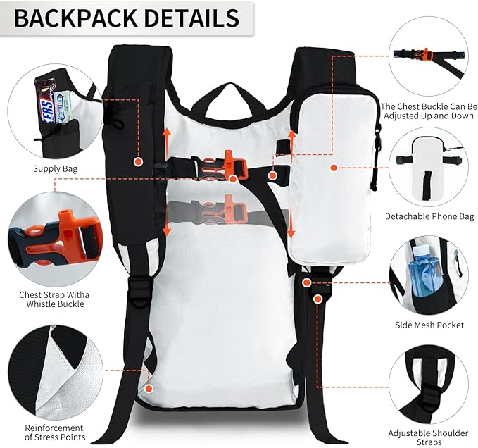 HIGH EXPERIENCE Hiking Backpack 10L/15L Small Daypack Lightweight Packable Travel Foldable Water Resistan for Women Men (White, 15L)