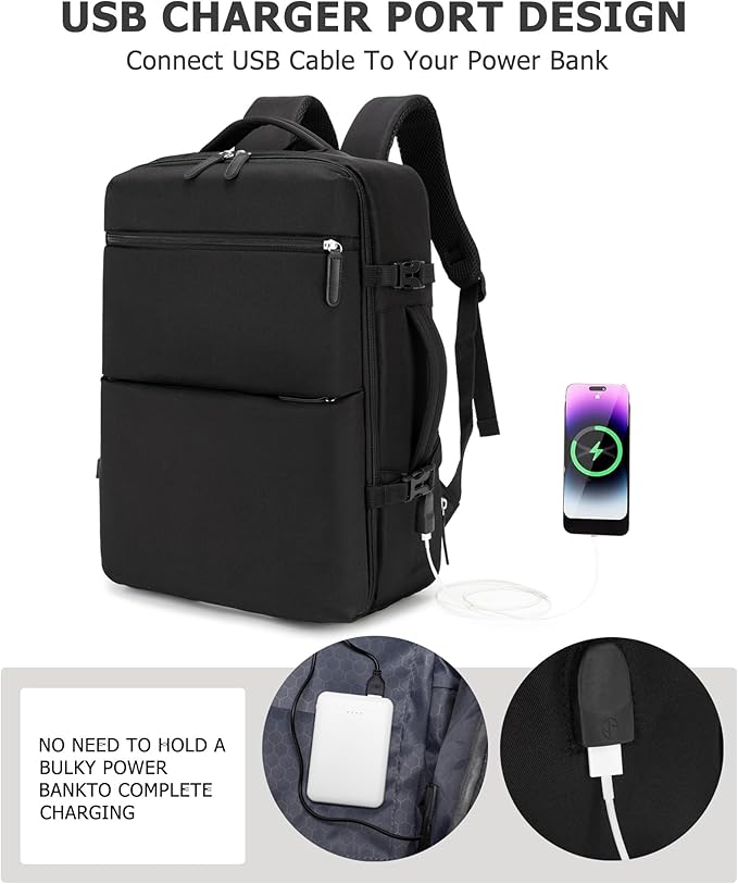 feilario 2 Piece Set 20in Aluminium Frame PC Hard Shell Spinner Wheels Luggage, Built-In TSA lock Carry on Suitcase, with Cup Holder, USB Port, Phone Holder