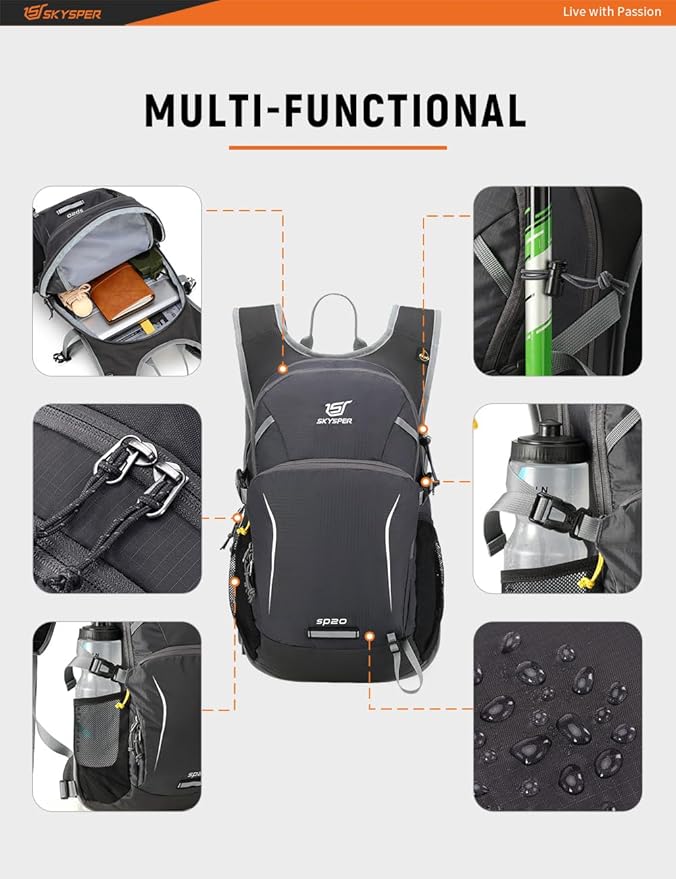 SKYSPER Hiking Backpack - 20L Small Hiking Daypack Lightweight Hiking Backpack, Breathable Day Pack, Backpacking for Women Men