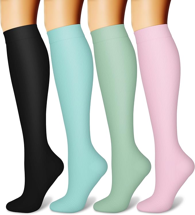CHARMKING Compression Socks for Women and Men Circulation 4 Pairs 15-20 mmHg Best Support for Athletic Running Cycling