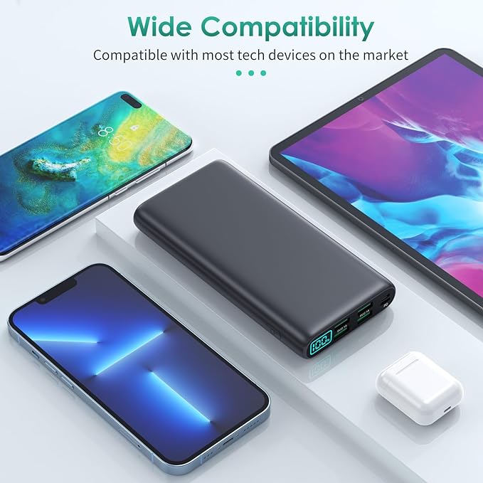 Portable Charger 38800mAh,LCD Display Power Bank,5 USB Outputs Battery Pack Backup, USB-C 3A in&out Travel Essential Portable Phone Charger For iPhone 17/16/15/14/13 Pro/12,Android Samsung Galaxy etc