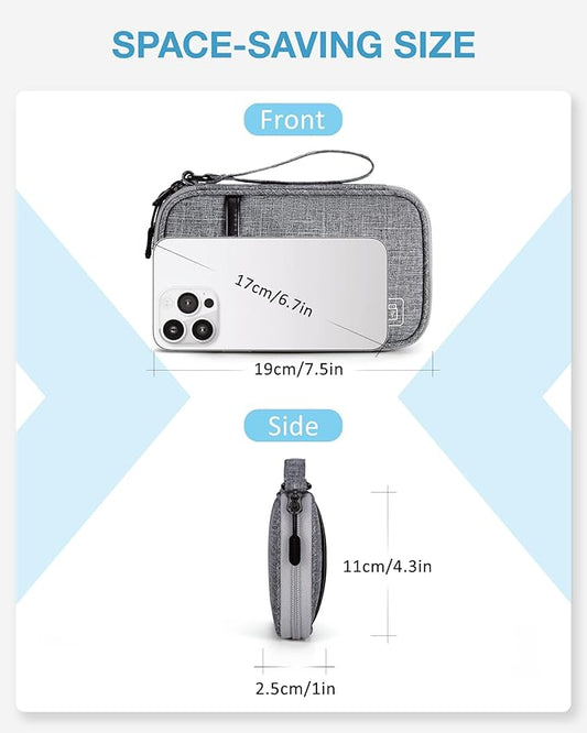 BAGSMART Cord Organizer Travel Cable Organizer Bag Tech Electronic Organizer Travel Case, Travel Essentials for Charger, Cable, Phone, Flash drive, Single Layer - Grey