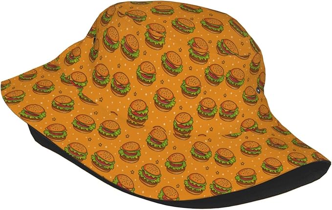Yummy Hamburger Fisherman Hat Summer Foldable UV Protection Sun Hat