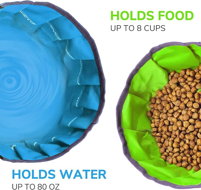 LumoLeaf Collapsible Dog Travel Bowl, 2 Packs Large 68oz/80oz Lightweight Foldable Bowl, Water and Food Bowls for Pets Dogs Cats with Zipper (8+10 Cups)