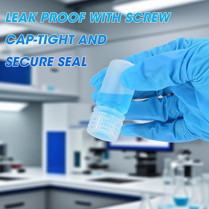 0.5oz/15ml Plastic Sample Bottles with caps, Wide Mouth Reagent Bottle with Lids Leak Proof Containers Water Sample Bottles for Laboratories, Travel(5Pcs)