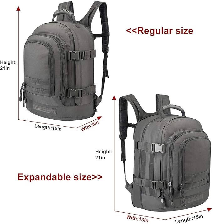 Greencity Laptop Backpacks Tactical 3 Day Expandable Bug Out Bag Classic Case Travel Hiking，Gray