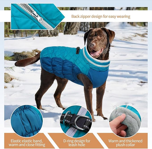 OUOBOB Dog Jackets for Medium Dogs,Medium Dog Coat,Warm Pet Winter Coat Zip Up Back,Waterproof Dogs Jacket with D-Ring,Pet Cold Weather Coats with Fleece Lined, Snowsuit Pug Boston Terrier,M