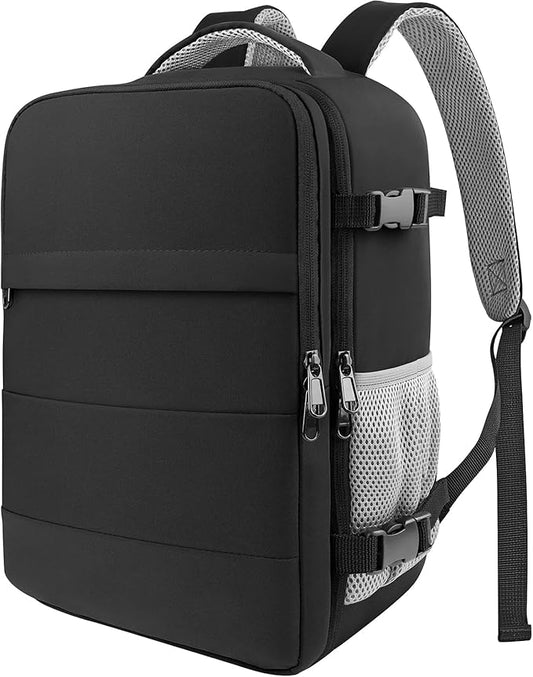 HOTOR Travel Backpack - Flight Approved Travel Bag for Men and Women, Carry on Luggage for 15.6" Laptop and Travel Essentials for Work, Business, Weekender, College 11.8"x7.9"x17.3" (Black)