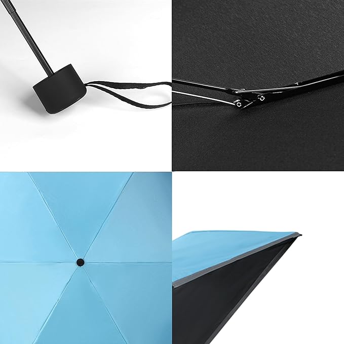 GAOYAING Mini Compact Travel Umbrella with Reflective Safety Stripes, Portable Folding Design with Case