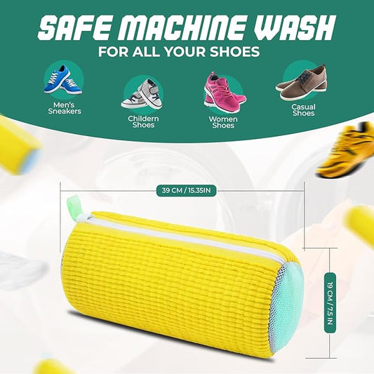 GUIVA Shoe Washing Machine bag - Durable Shoe Laundry Bags for Washing Machine, Washer Bags with Zipper & Mesh Protection - Reusable Sneaker Wash Bags for Cleaning - Pack of 2