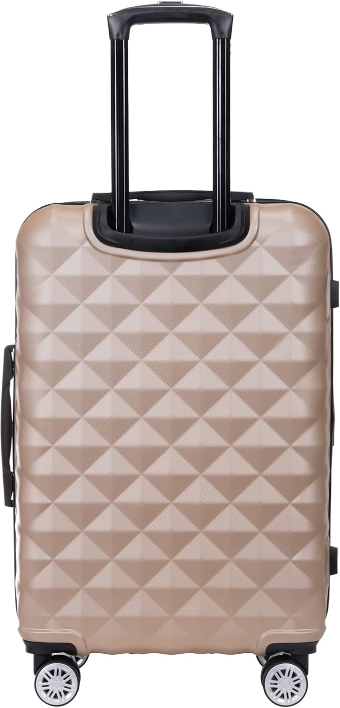 Kenneth Cole REACTION Diamond Tower Collection Lightweight Hardside Expandable 8-Wheel Spinner Travel Luggage, Rose Champagne, 24-Inch Checked