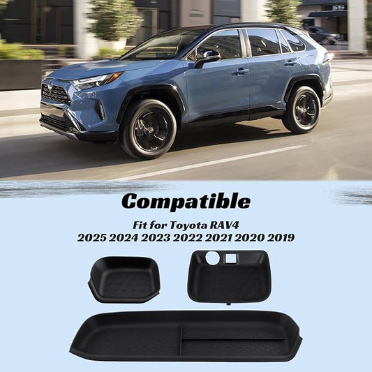 CARFIB Center Console Storage Organizer Tray Fit for Toyota RAV4 2025 2024 2023 2022 2021 2020 2019 Glove Box Organizer Tray Interior Insert Accessories 3PCS