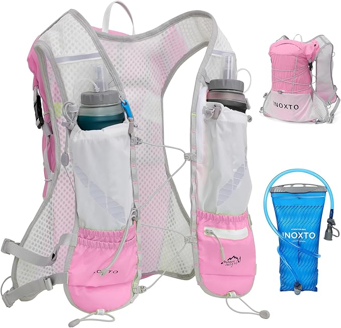 Running Hydration Vest Backpack, Lightweight Water Backpack with 1.6L Water Bladder Daypack for Women Men,Adjustable Running Vest Pack for Trail Running Hiking Cycling Race Marathon