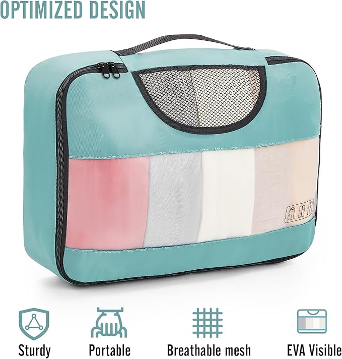 Veken 8 Set Packing Cubes for Travel Essentials, Suitcase Organizer Bags in 4 Sizes, Carry-On Luggage Accessories with Large Laundry & Hanging Toiletry Bag, Must-Have for Airplane, Road Trip & Camping