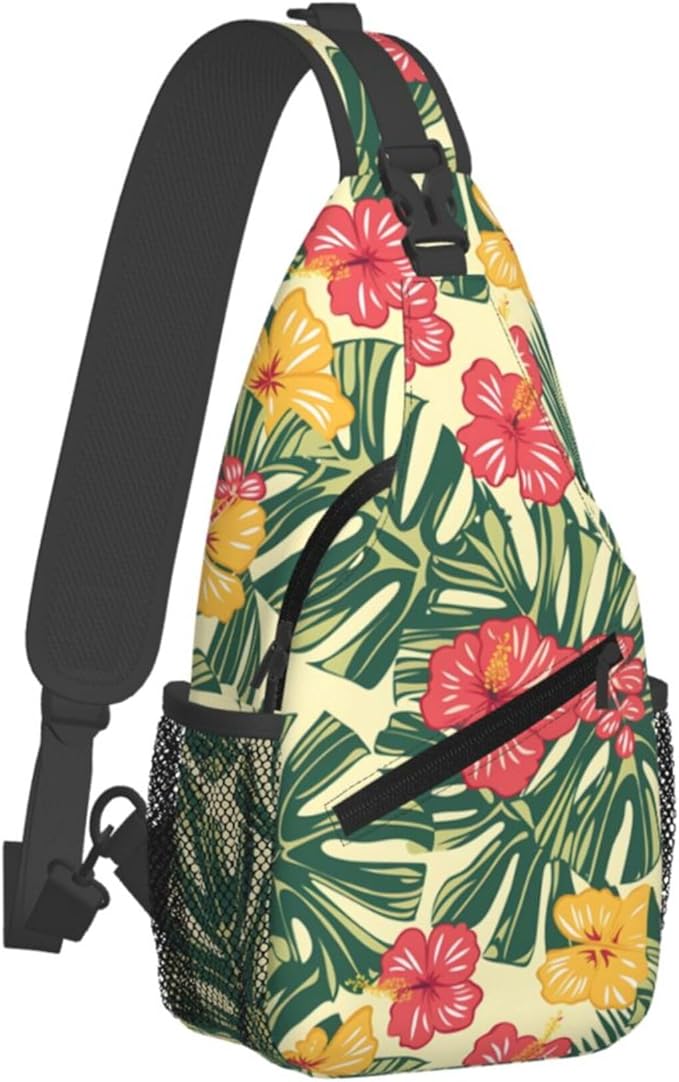 Hawaii Tropical Palm Sling Backpack Crossbody Bag Casual Chest Bags Travel Hiking Daypack Shoulder Bag for Women Men