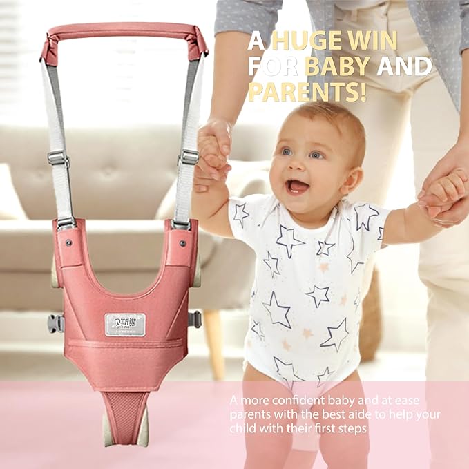 Baby Walking Harness-Handheld Assistant Belt- Toddler Infant Walking Aid for Trainer & Support 7-24 Month Old (All Seasonr-Pink-1819)