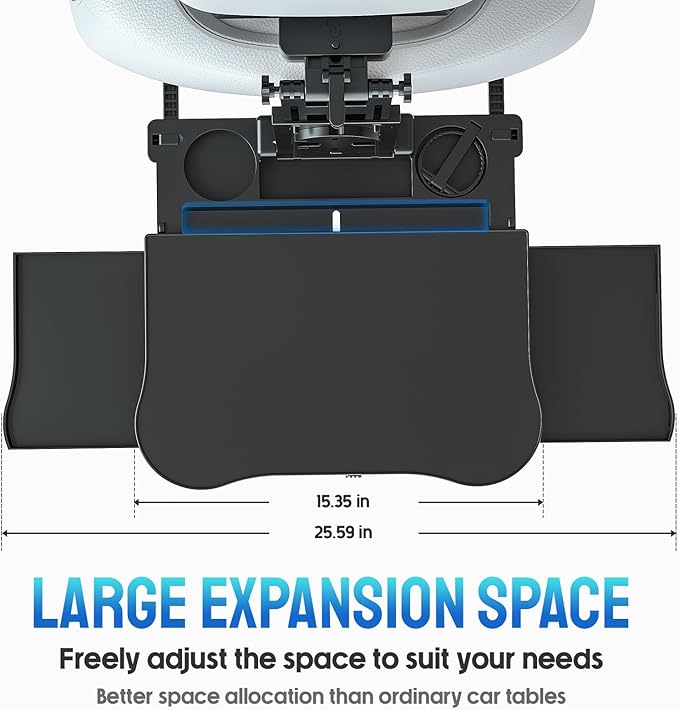 Tallew Car Back Seat Tray Table Stable Foldable Auto Backseat Food Laptop Trays Adjustable Travel Desk for Rear Passenger Road Trip Eating Work Travel