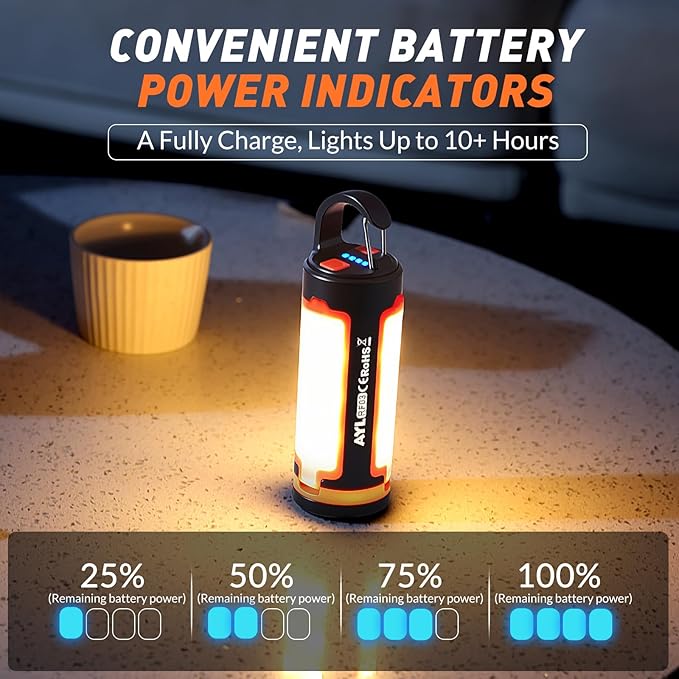 Portable LED Rechargeable Camping Lantern, AYL Lightweight USB Rechargeable Lamp LED Flashlight Survival Gear for Home Emergency Light Outdoor Lanterns for Power Outages Hurricane Lamp 3-Pack