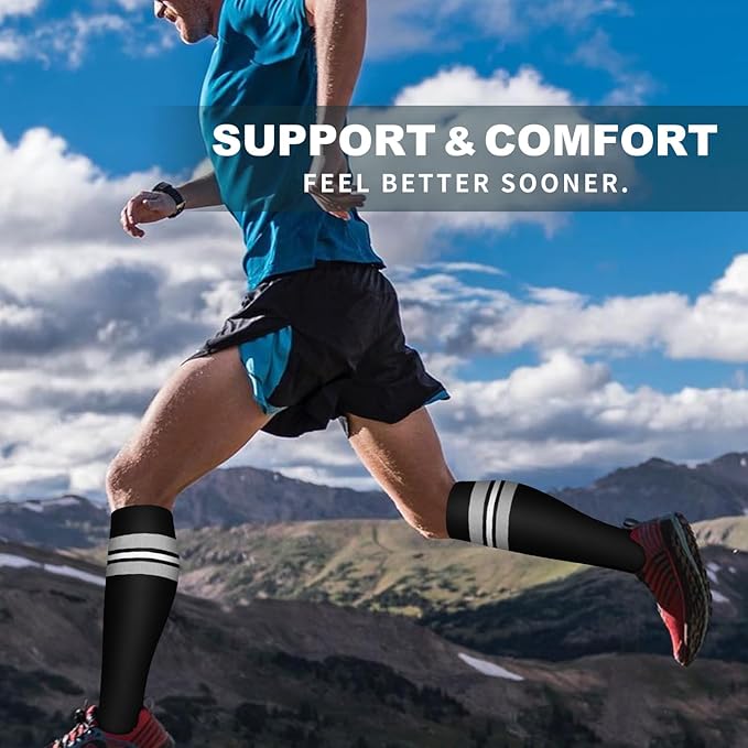 Bluemaple 6 Pack Copper Compression Socks for Women and Men Circulation-Best Support for Medical, Running,Nursing,Athletic