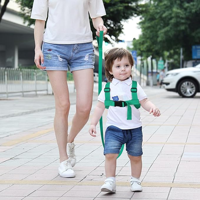 Accmor 3 in 1 Toddler Harness Leash + Baby Anti Lost Wrist Link, Cute Dinosaur Kids Safety Harness Tether, Kids Walking Wristband Assistant Strap Belt for Parent Boys Outdoor Activity (LightGreen)