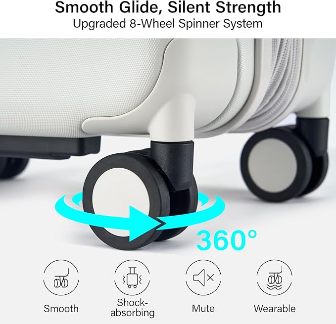 Hanke Expandable 28 Inch Luggage with Spinner Wheels, Hardside Large Suitcase, All-PC Hard Shell Checked Luggage, TSA Lock, Durable Checked-Large (Smoke White, 114L)