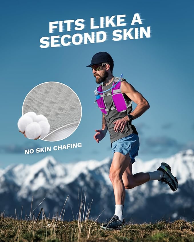 Running Vest for Women and Men, Hydration Running Backpack, Runners Vest, Hydration Vest, with Front Phone Holder, Adjustable Chest and Waist Strap