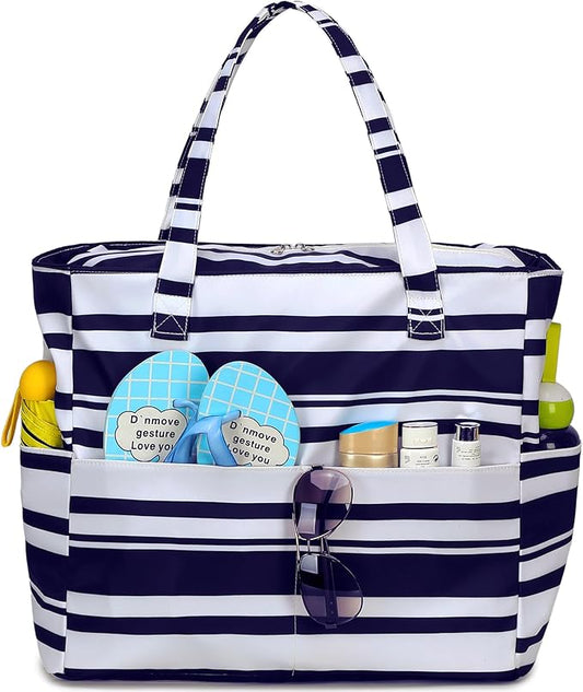 Bluboon Waterproof Beach Tote Pool Bags for Women Ladies Extra Large Carry On Bag With Wet Compartment for Weekender Travel